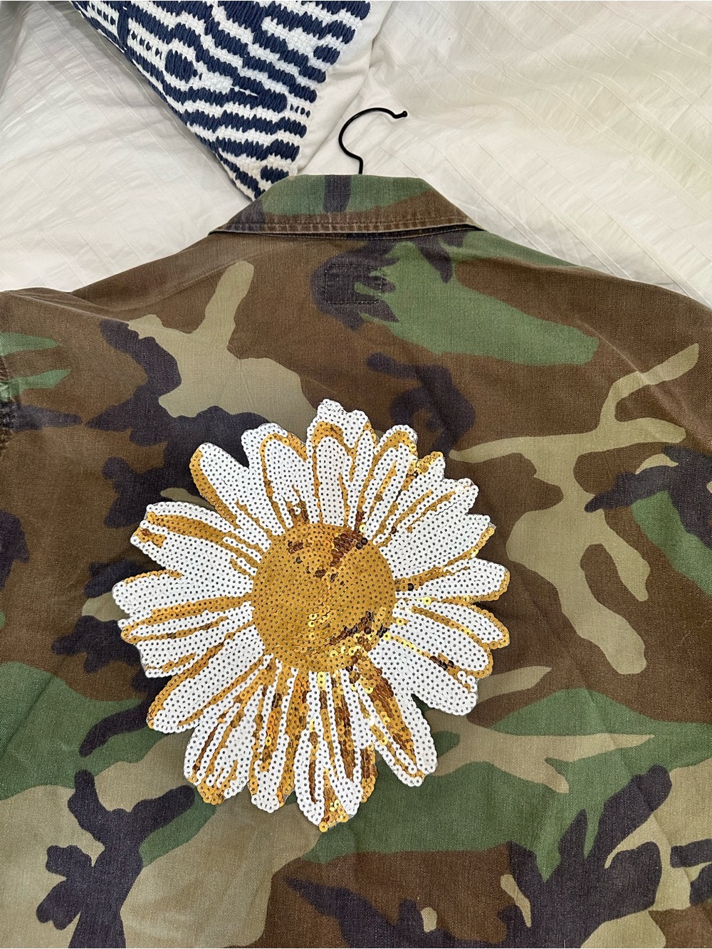 Cropped Distressed Camo Military Jacket - Green/Brown - Picture 6 of 9